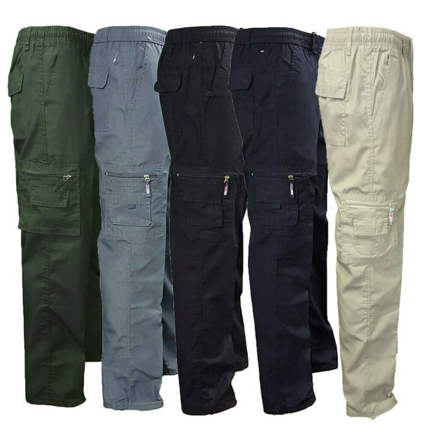Mens Lightweight Combat Cargo Work Trousers With Knee Pad Pockets SIZE 30-48